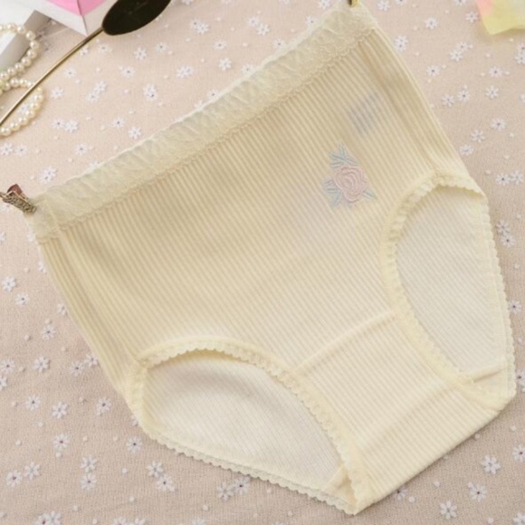 Lolita Kawaii Cotton panties. High waist textured lace edged panties. M - L size - Picture 3 of 10